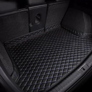 Car Trunk Mat for Honda Pilot 2002-2008, Custom Cargo Mat Waterproof Anti-Slip All Weather Protection Leather Material Car Boot Liner,Black Blue