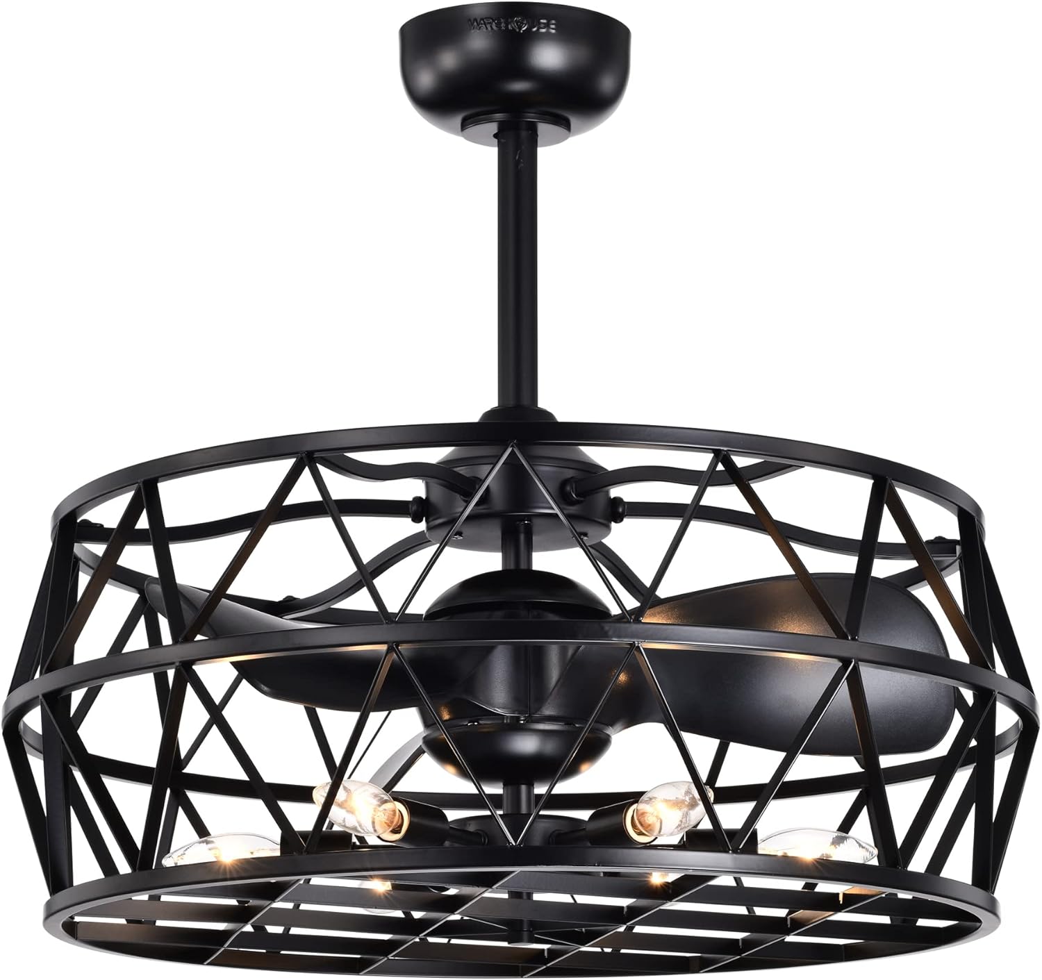 Warehouse of Tiffany Loredana 26 Inch Matte Black Finish Ceiling Lighted Fandelier with Remote