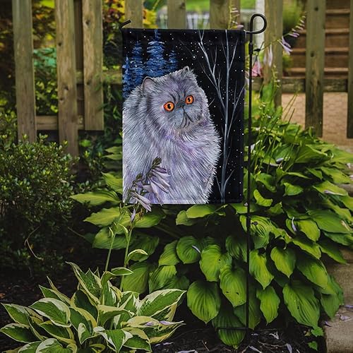 Miniatura 2 de Caroline's Treasures SS8402GF - Bandera de jardín persa con diseño de gato de noche estrellada, bandera decorativa para patio exterior, patio,