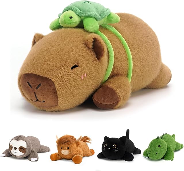 SQEQE Peint en peluche Capybara, Oreiller d'animaux à poids doux, Jouet en peluche mignon pour les enfants adultes (9.8 Ench/0,8 Lbs)
