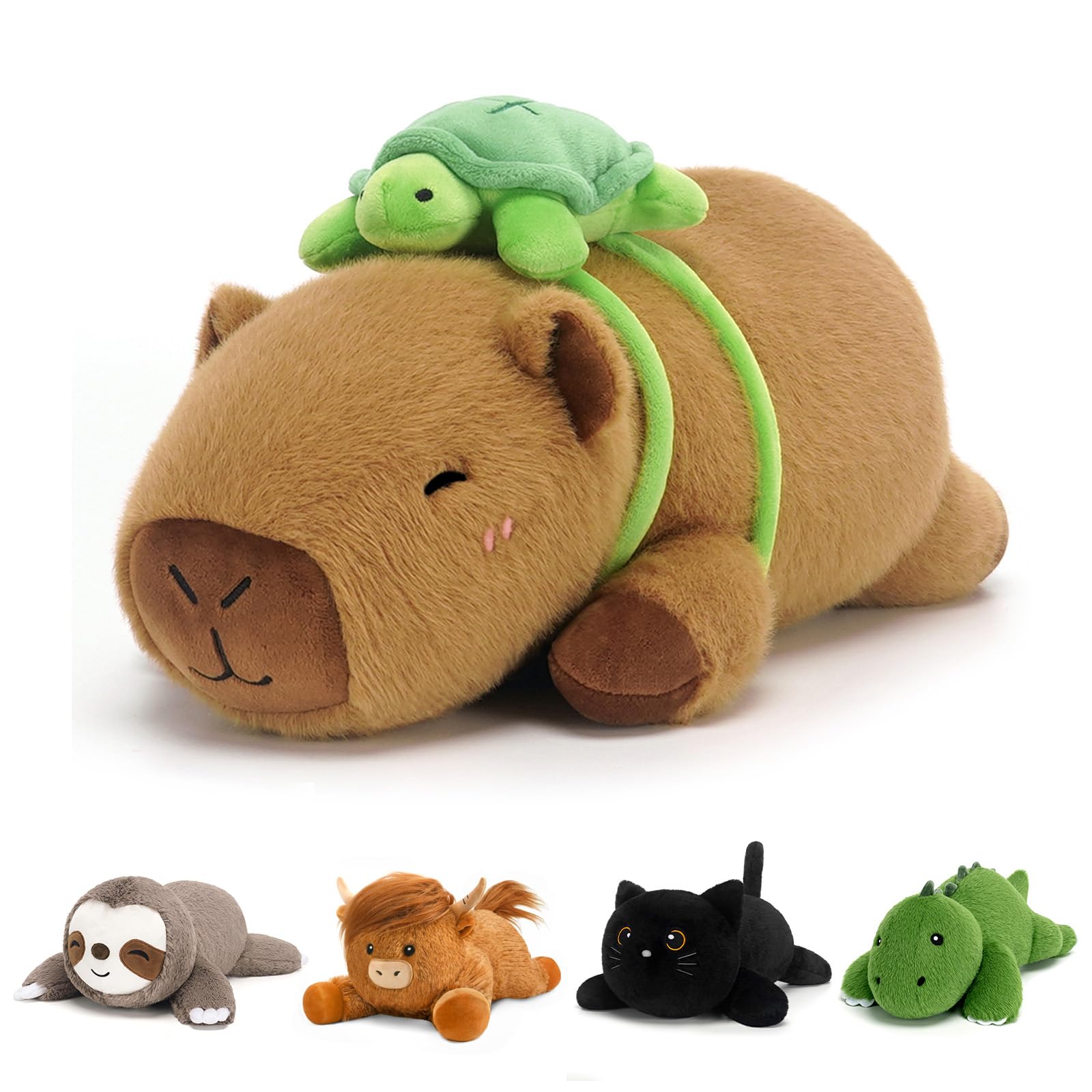 SQEQE Weighted Capybara Plush Soft Weighted Stuffed Animals Pillow Cute Plushie Toy for Kids Adults (9.8 Inch/0.8 Lbs)