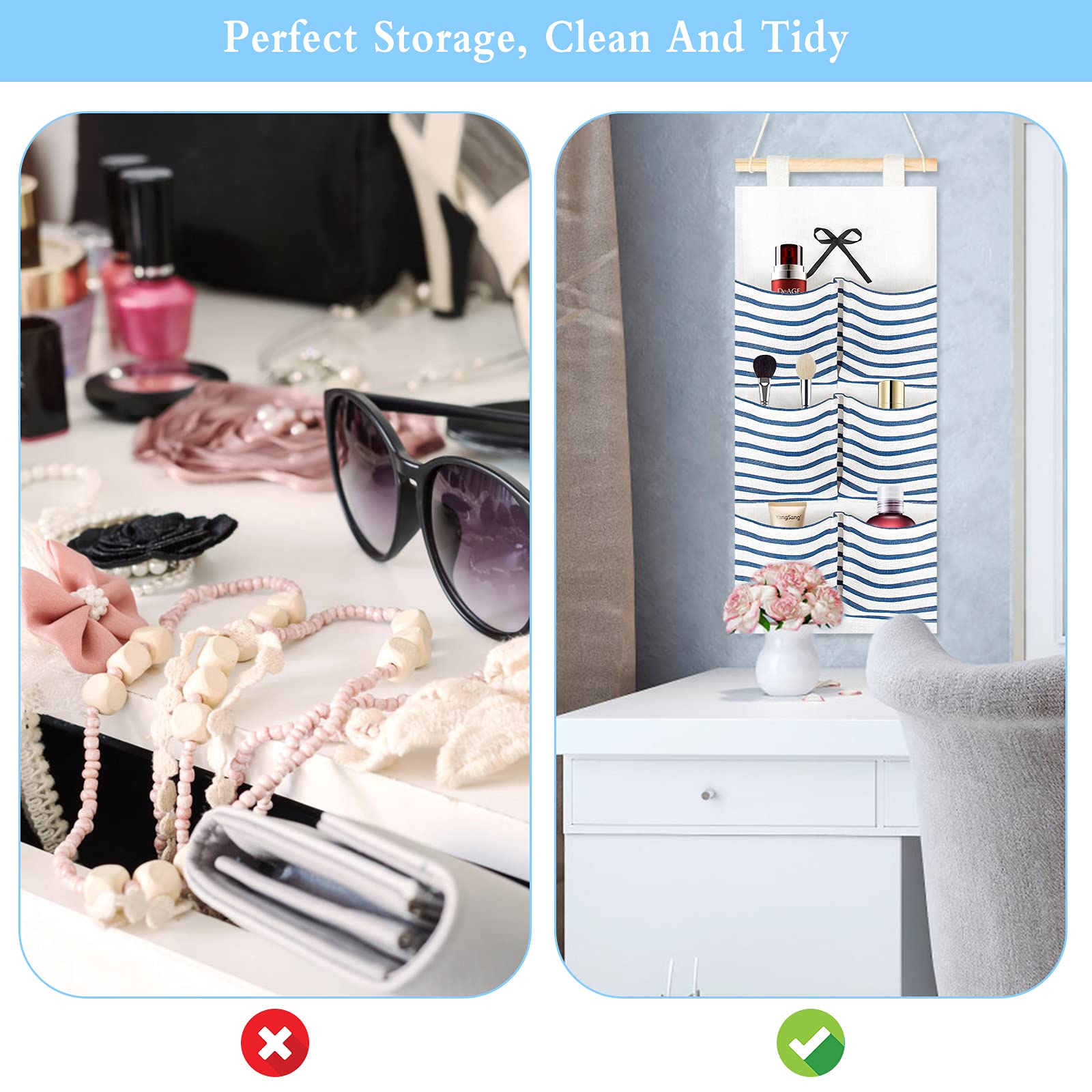 DAKLUNAR 2 organizzatori da appendere, organizer da porta, organizer da parete, impermeabile, borsa pieghevole con tasche per bagno, cucina, ufficio