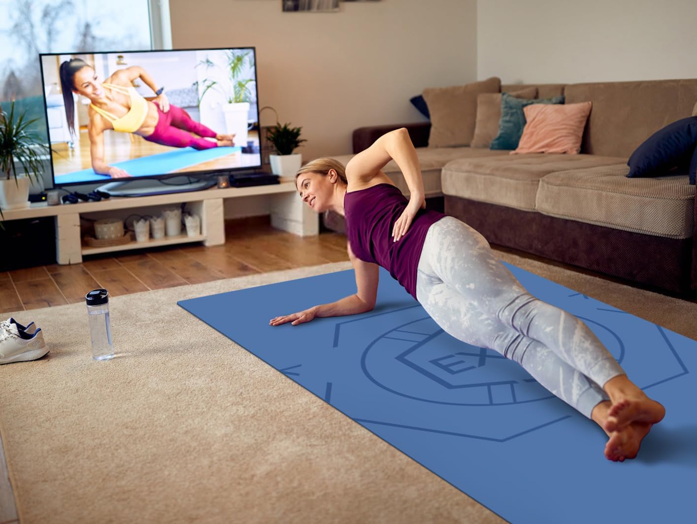nuveti Large Exercise Mat (6'x 3'), Extra Wide Workout Mat for Men and Women, Yoga Mat Thick 1/2 1/4 Exercise Mats Non-Slip, Non-Toxic, Large Fitness Mat Perfect for Barefoot Exercise (Yoga, Pilates, Stretching, Meditation)