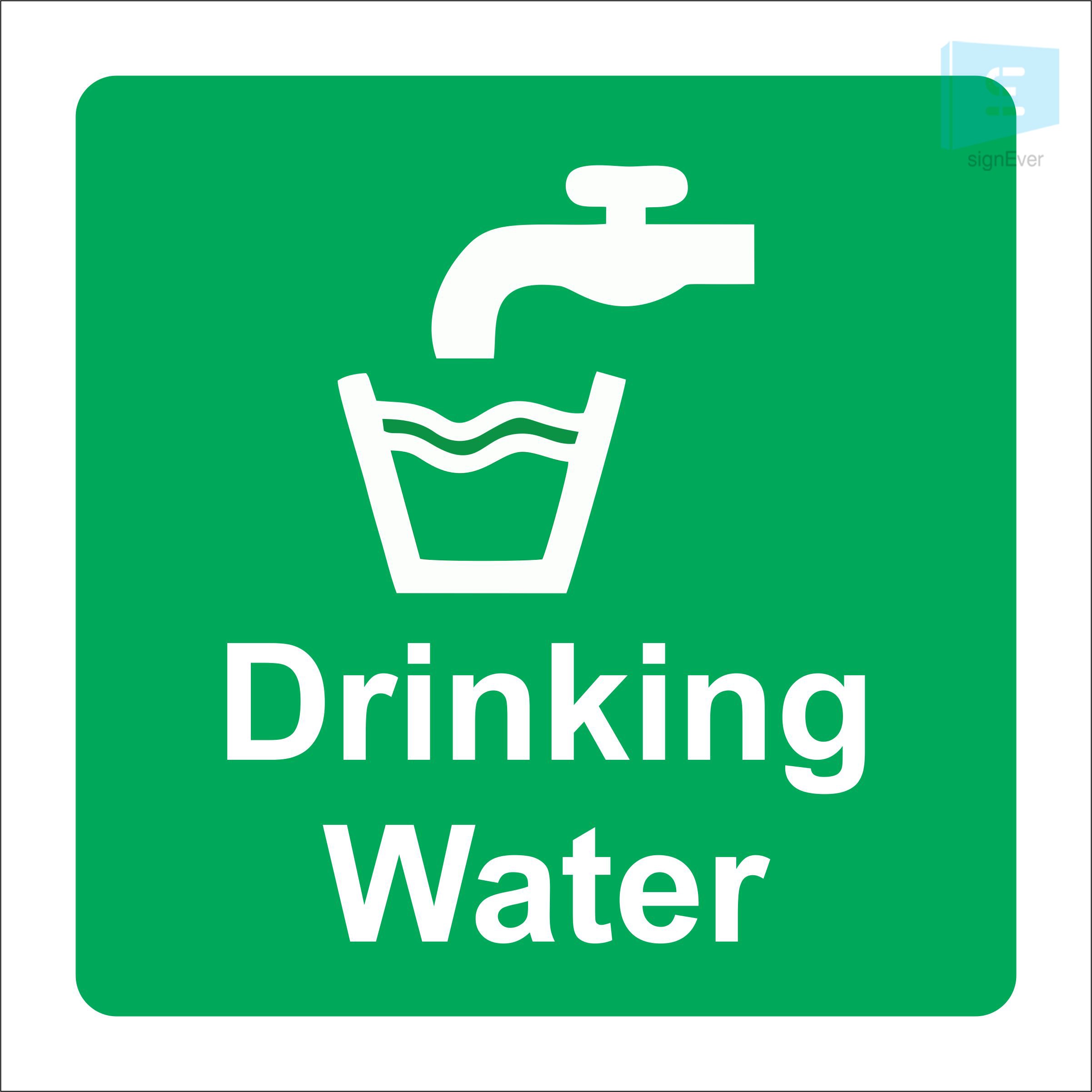 SIGN EVER Drinking Water Sign Board With Double side adhesive tape-Vinyl Sticker With Forex Board-(Green White 8x8 inch) Home,Office,Hospital,Wall,School,Commercial (B07BJ566JM) Amazon Price History, Amazon Price Tracker