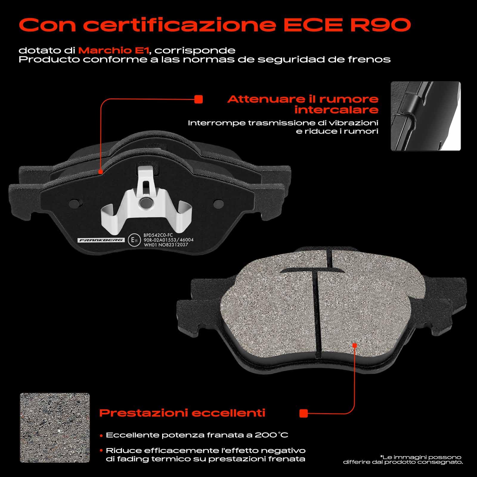 Frankberg 1 set freni incl. 2 dischi freno + 4 pastiglie freno anteriori | Compatibile con: Scénic II JM0/1, M.e.g.a.n.e II Van/Combi KM, M.e.g.a.n.e II Estate KM0/1