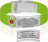 Vista 54 de Divoti Pulsera de identificación de alerta médica grabada personalizada, grabado láser de doble cara, pulsera de silicona, cierre de seguridad