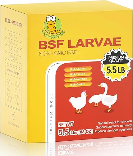 Miniatura 11 de Larvas secas de mosca soldada negra de 11 libras, BSFL es alimento de pollo con alto contenido de proteínas con 85 veces más calcio que los gusanos