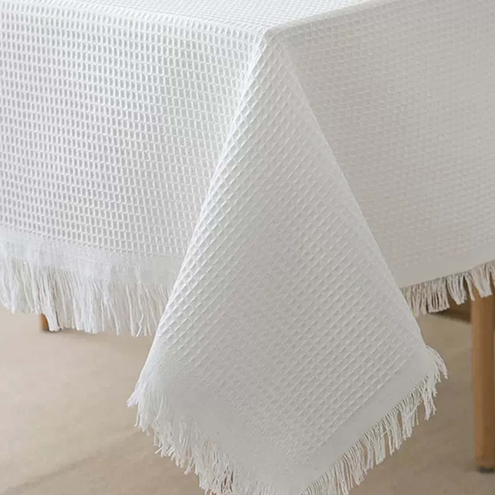 Rectangulaire Anti Tache Nappe 180x340cm, Nappe De Table Lavable en Coton Et Lin, Nappe Tassel, Nappe De Table Elégante, pour Cuisine Table À Manger