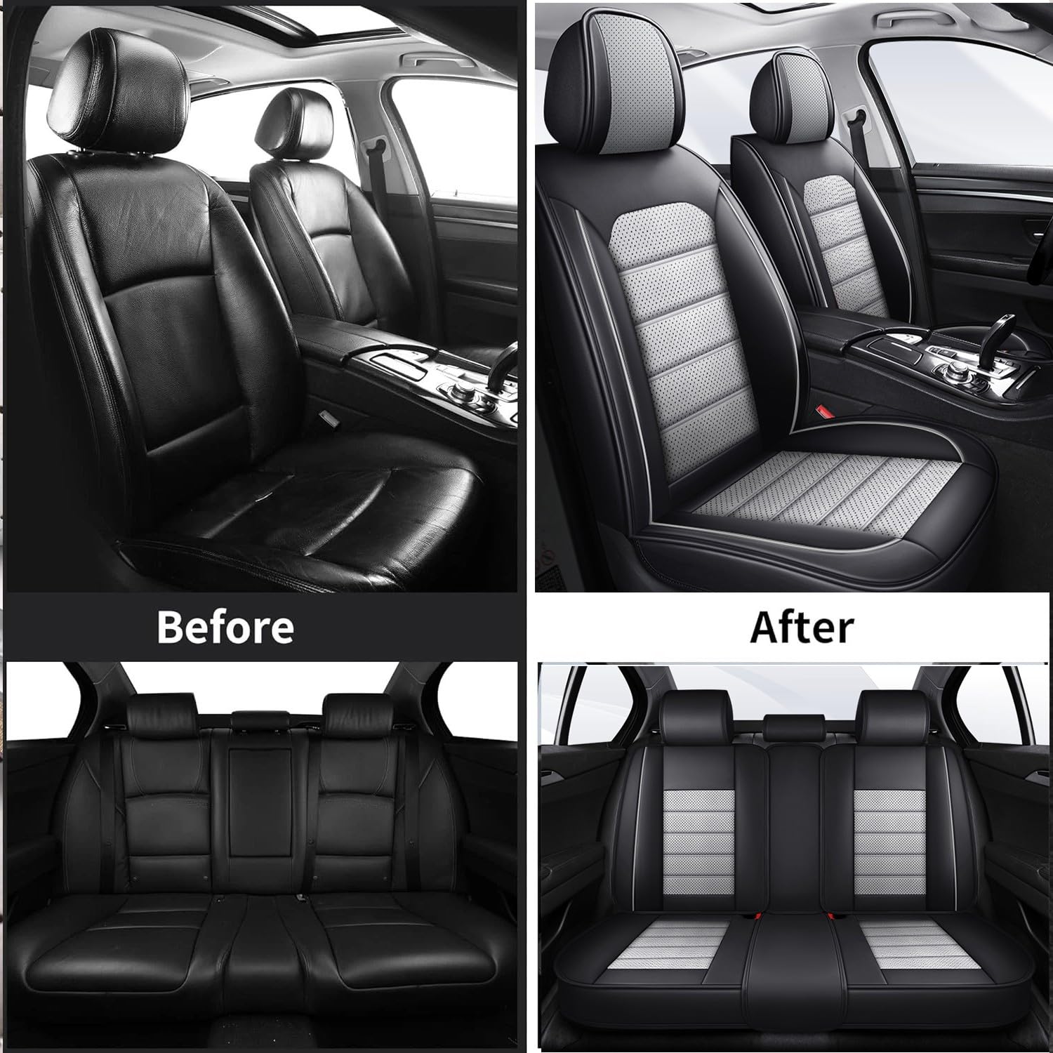 Generisch Autositzbezüge für 𝖠𝗎𝖽𝗂 A4 Avant 2015-2024 Sitzbezug,Wasserdichtes VerschleißFest Leder Full Set Auto Sitzschutz,Sitzbezüge Vorne und Hinten 5-Sitze Auto-Schonbezüge