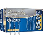 Party Bargains Disposable Cutlery Set [Sapphire] - [120 Count] Clear Heavy Duty & Solid Disposable Silverware Utensils Set, Perfect for Weddings, Buffets, Luncheons