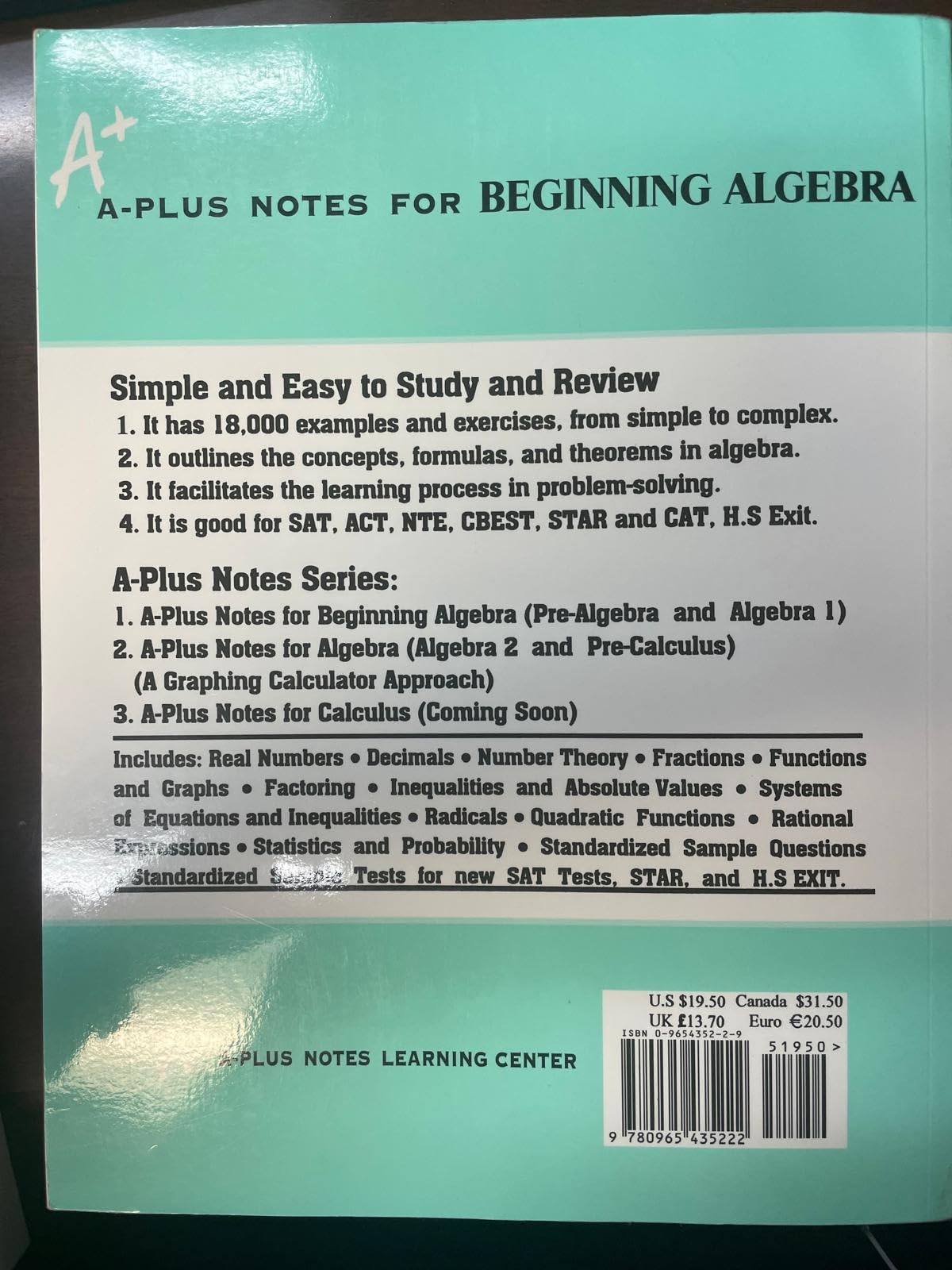 A-Plus Notes for Beginning Algebra: Pre-Algebra and Algebra 1 - Image 3