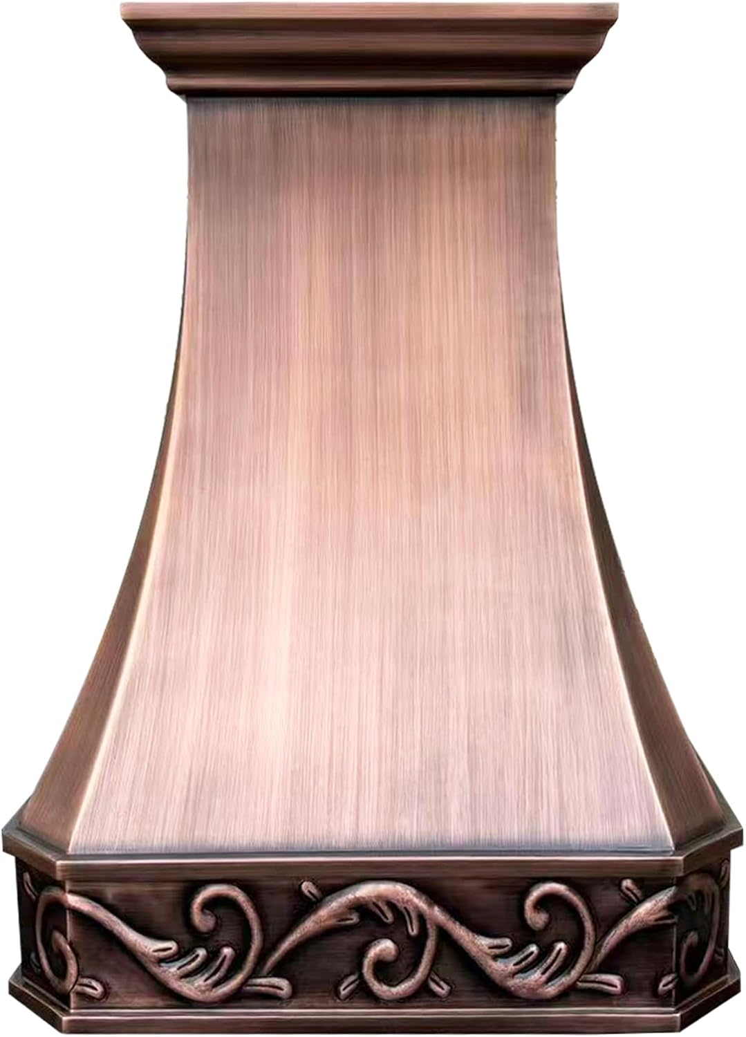 SINDA Hammered Copper Kitchen Oven Hood with Efficient Range Hood Insert, 30"W x 36"H, Smooth-Antique Copper, Island Mount, H3LSCI3036
