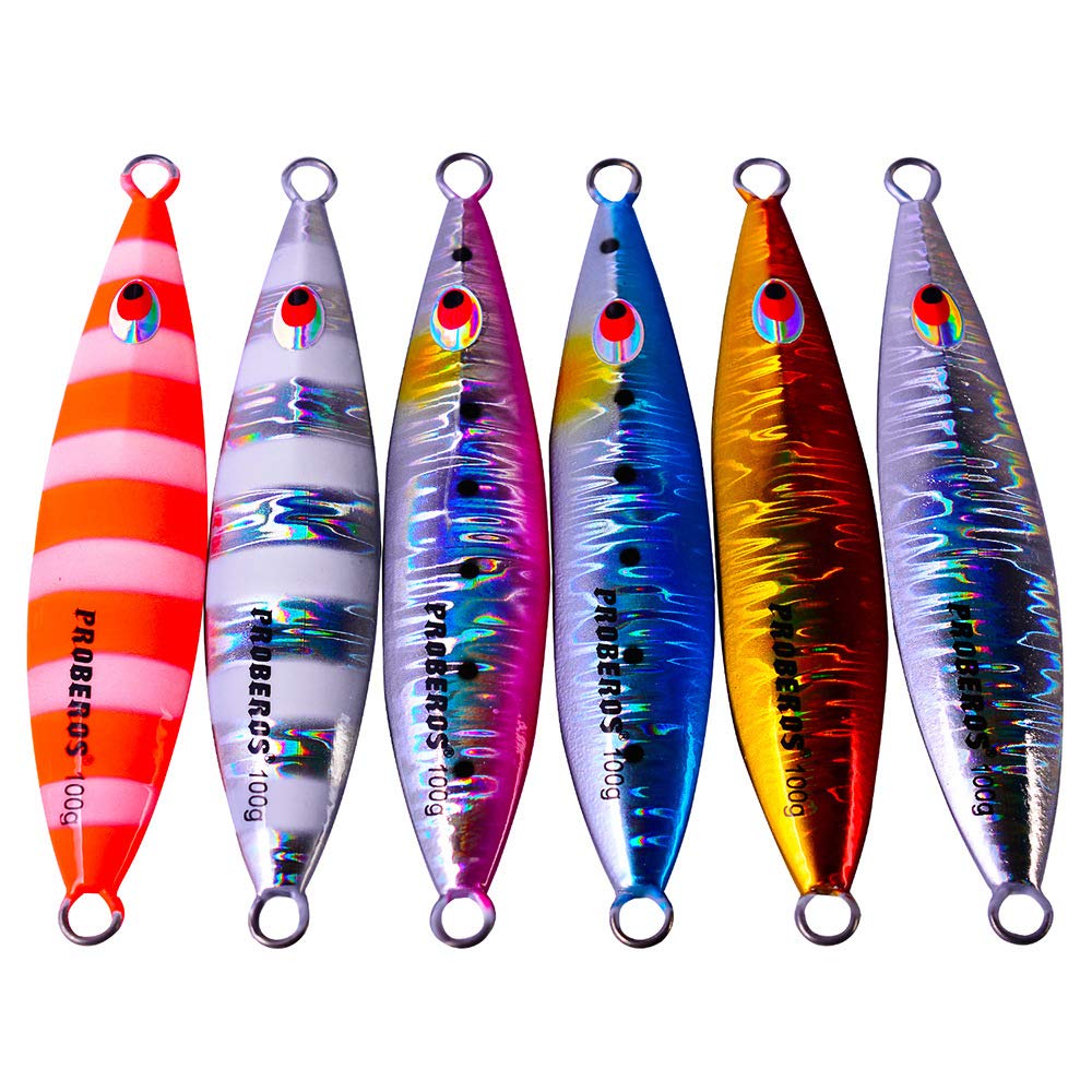 Lot de 6 leurres de pêche en métal 40 g/60 g/80 g/100 g