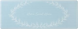 MARTHA STEWART Bloomfield Home Sweet Home Leaf Frame Kitchen Mat, Comfort Standing Mat, Non-Slip Backing, Water Resistant, Blue, 18"x48"