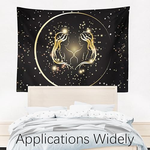 Miniatura 4 de Berkin Arts Tapiz decorativo para colgar en la pared, tela de poliéster de alta calidad, arte espacial, fondo de tela dorada galáctica ornamentada,