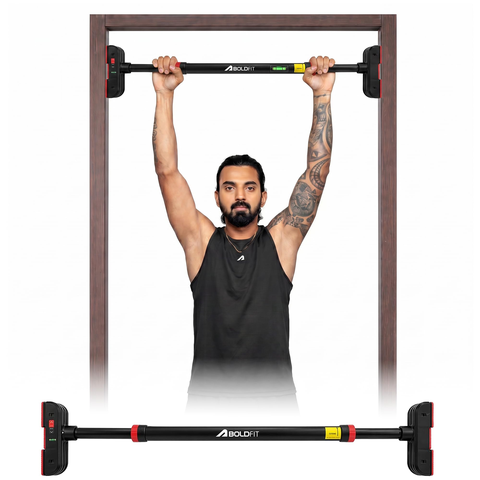 Boldfit Pull Up Bar Door for Home Workout (Upto 300Kg) - Gym Equipment for Home Workout | Adjustable Door Way Chin Up Bar for Home Workout for Kids & Adults | PullUp Bar for Men & Women | Anti-Skid Grip (72-115 CM) discount deal