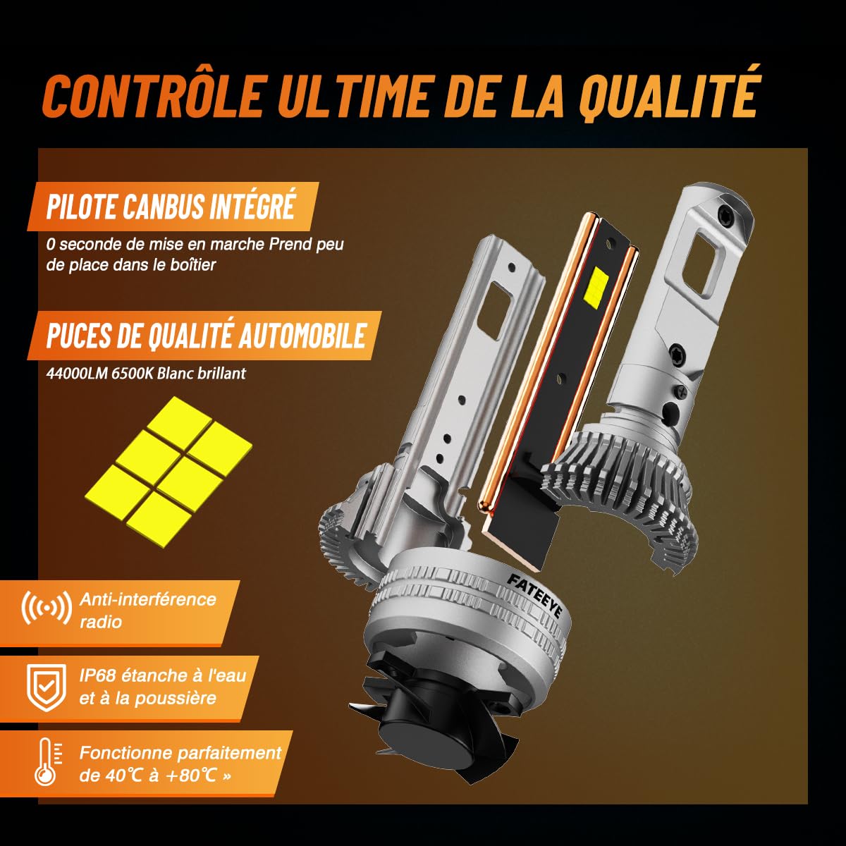 Lampadina H7 LED - 200W 44000LM faro LED H7 super luminoso, luce bianca fredda 6500K, sostituisce le lampadine alogene, impermeabile IP68, plug-and-play, Confezione da 2