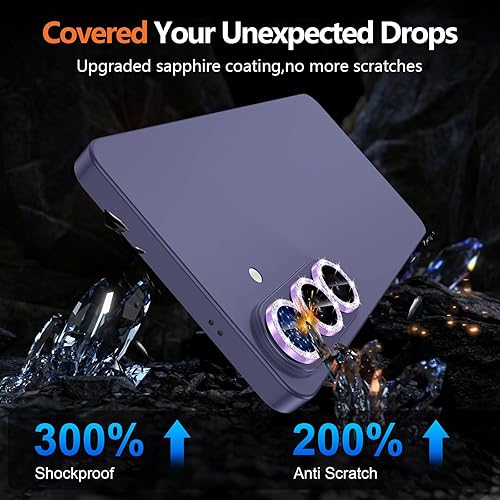 Vista 431 de para Samsung Galaxy Z Flip 7 Protector de Lente de Cámara, Cubierta de Lente de Vidrio Templado con Anillo de Metal Individual, [Fuerte Adhesión] 1