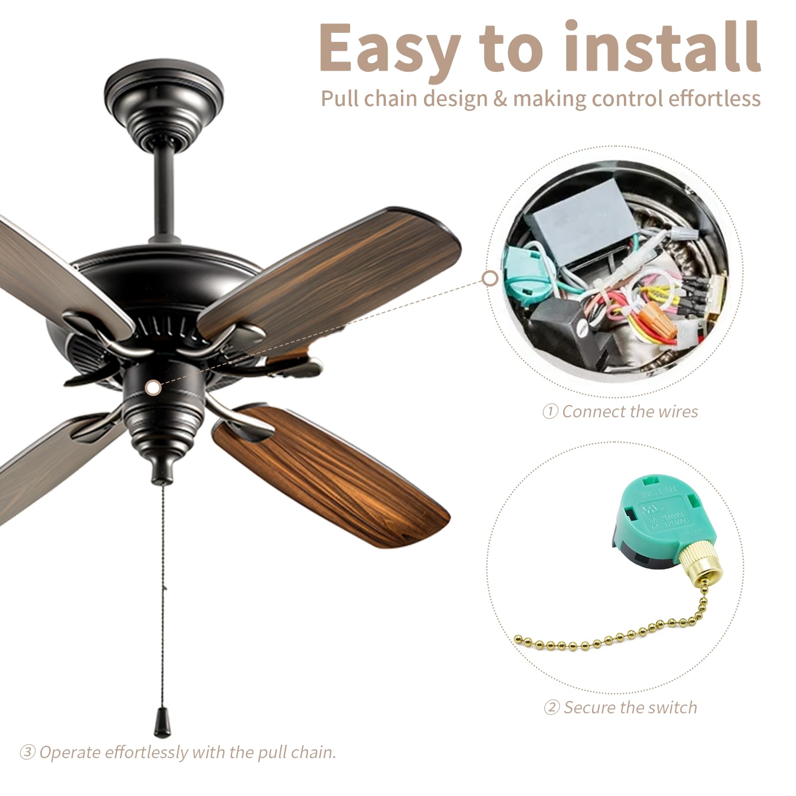 Sui♩ Cenipar ZE-268s6 Ceiling Fan Switch Zing Ear Nickel Pull