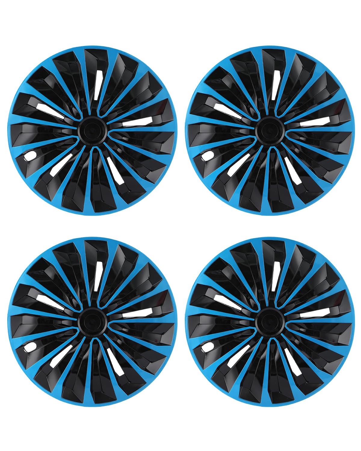 ABX Hubcap Wheel Covers Hub Caps 15 Inch Set of 4 Black &amp; Blue Universal Wheel Rim Cover R15 Stylish Car Decor Wheel Covers for Toyota Camry Nissan Mazda (TT Black &amp; Blue, 15 inch)