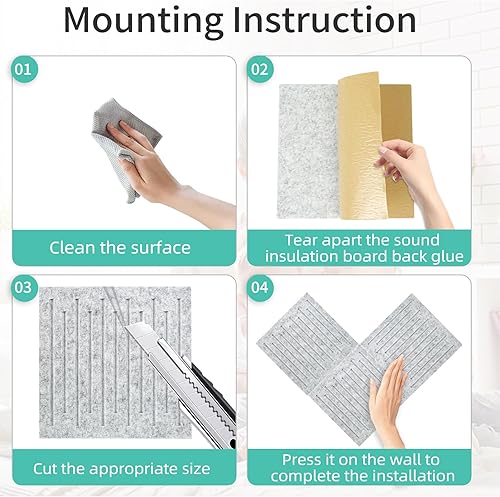 Miniatura 5 de KOIGO Paquete de 12 paneles acústicos de pared autoadhesivos  Paneles acústicos de 12 x 12 x 0.4 pulgadas, absorbentes de sonido, espuma