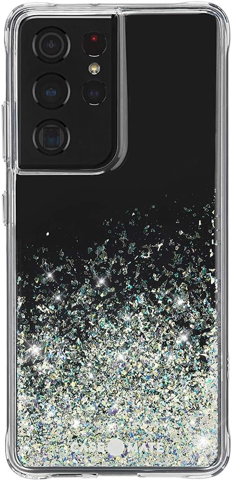 Case-Mate Samsung Galaxy S21 Ultra Case - 6.8" Twinkle Ombre Stardust 10ft Drop Protection with Wireless Charging, Luxury Bling Glitter for 5G, Anti Scratch, Shock Absorbing Materials