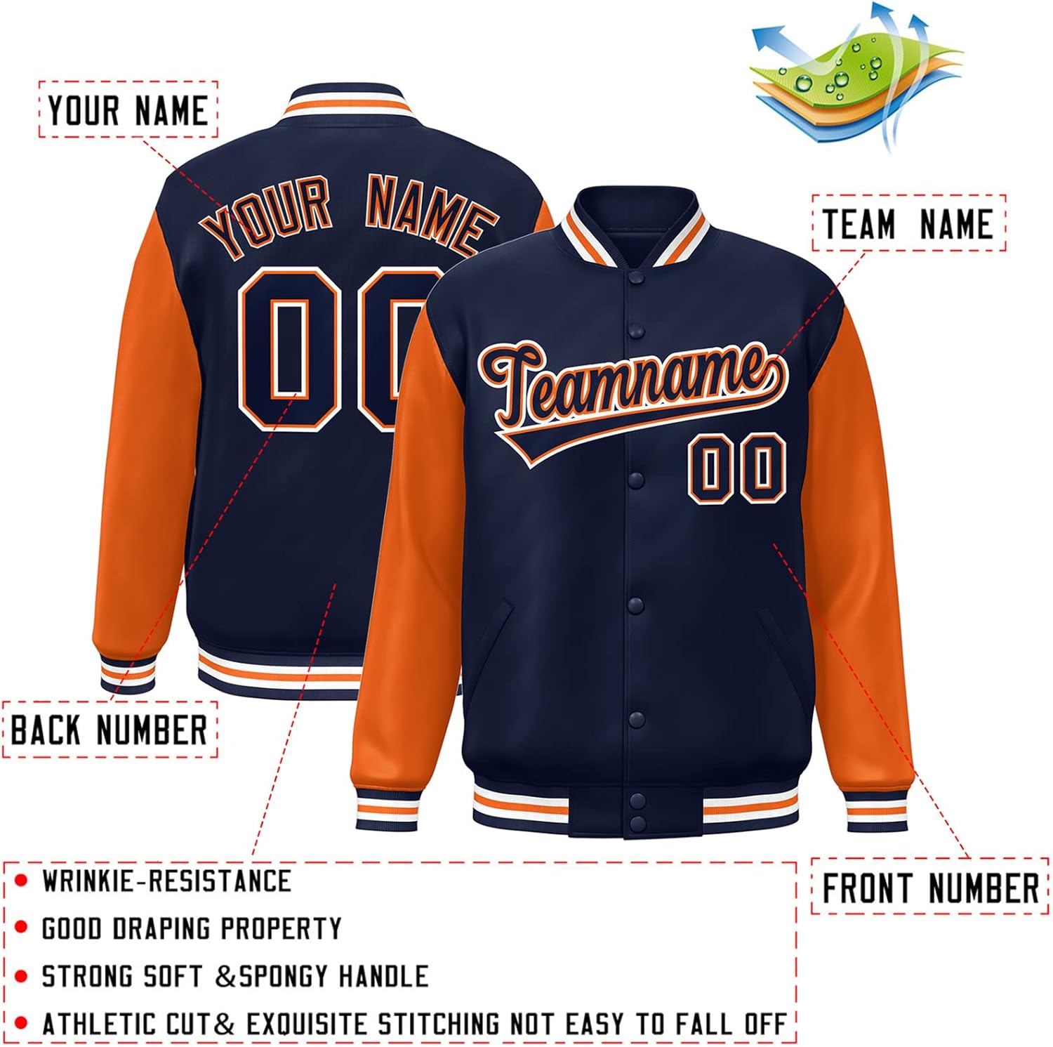 KXK Custom Men/Women/Youth Varsity Jackets College Baseball Letterman Bomber Coat Personalized Stitched Letters & Number - Image 2