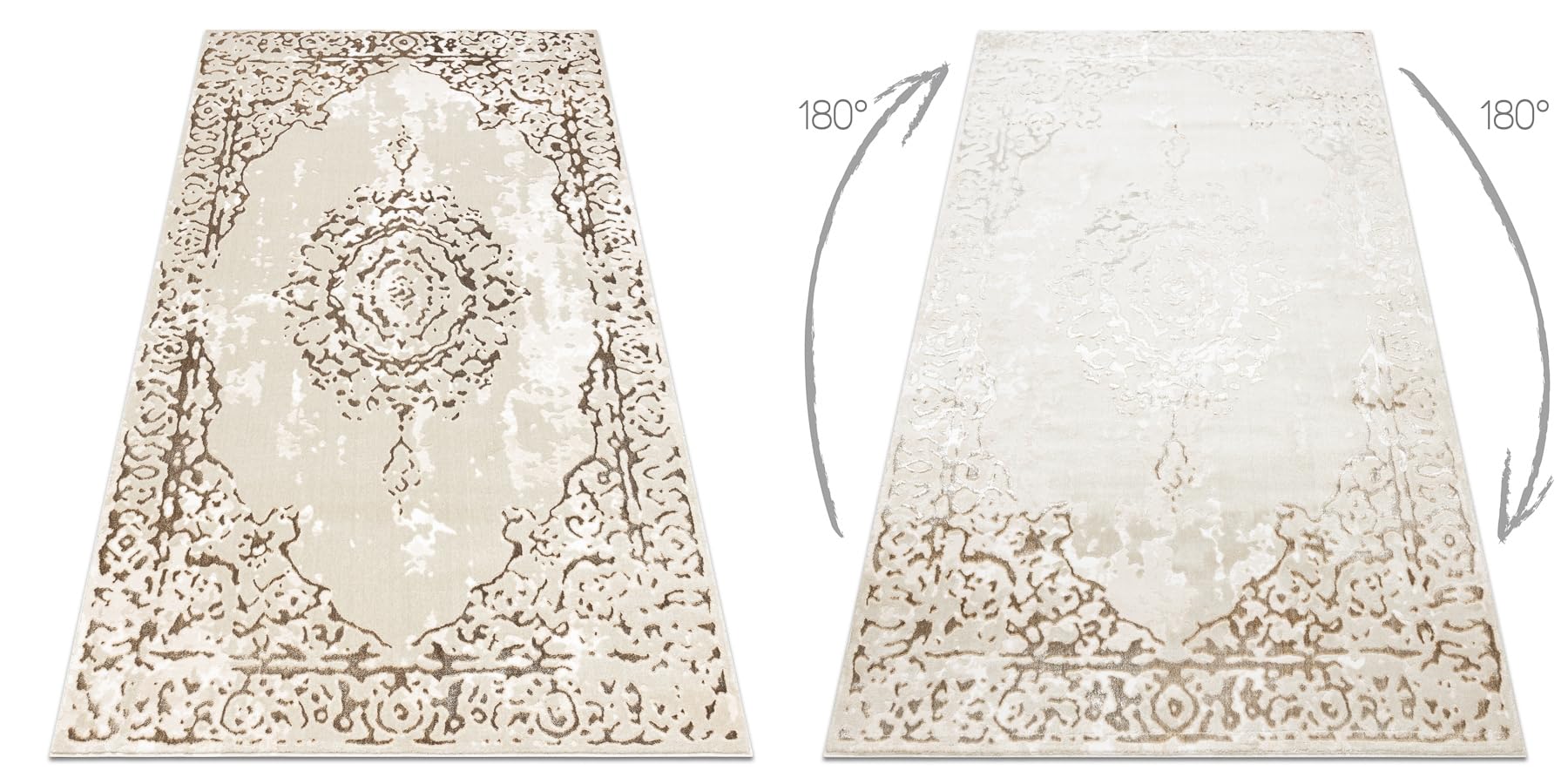 rugsx Tappeto ALLURE 1961 Tappeto moderno con cornice ornamentale in Crema/Oro - Elegante e glamour per soggiorno e camera da letto - 160x220 cm