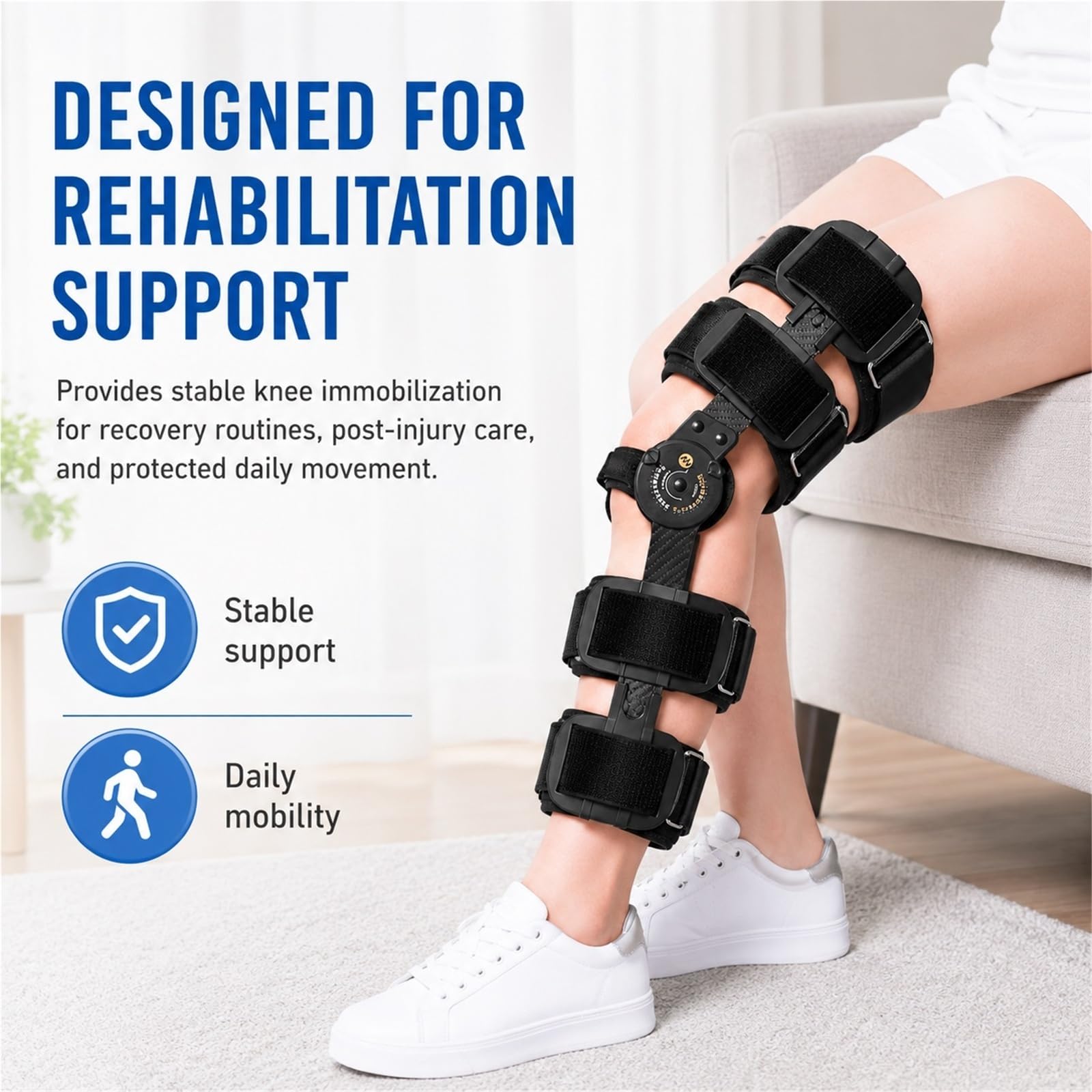 Tutore Ginocchio Articolato Post Operatorio Regolabile per Recupero ACL MCL PCL Supporto Ortopedico Telescopico Stabilizzatore Legamenti per Riabilitazione Post Chirurgia
