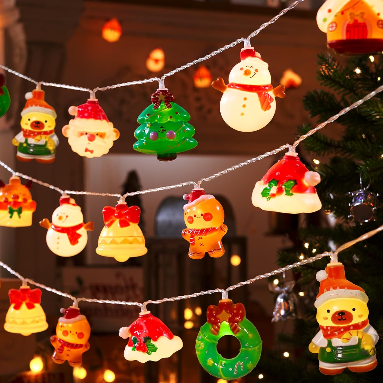 Christmas String Lights Decorations, 9.8FT 20 LED Christmas Fairy Lights, Battery Operated (Not Included) with Timer Function and 8 Flashing Modes, Cute Window Lights 2025 Home Indoor Decor