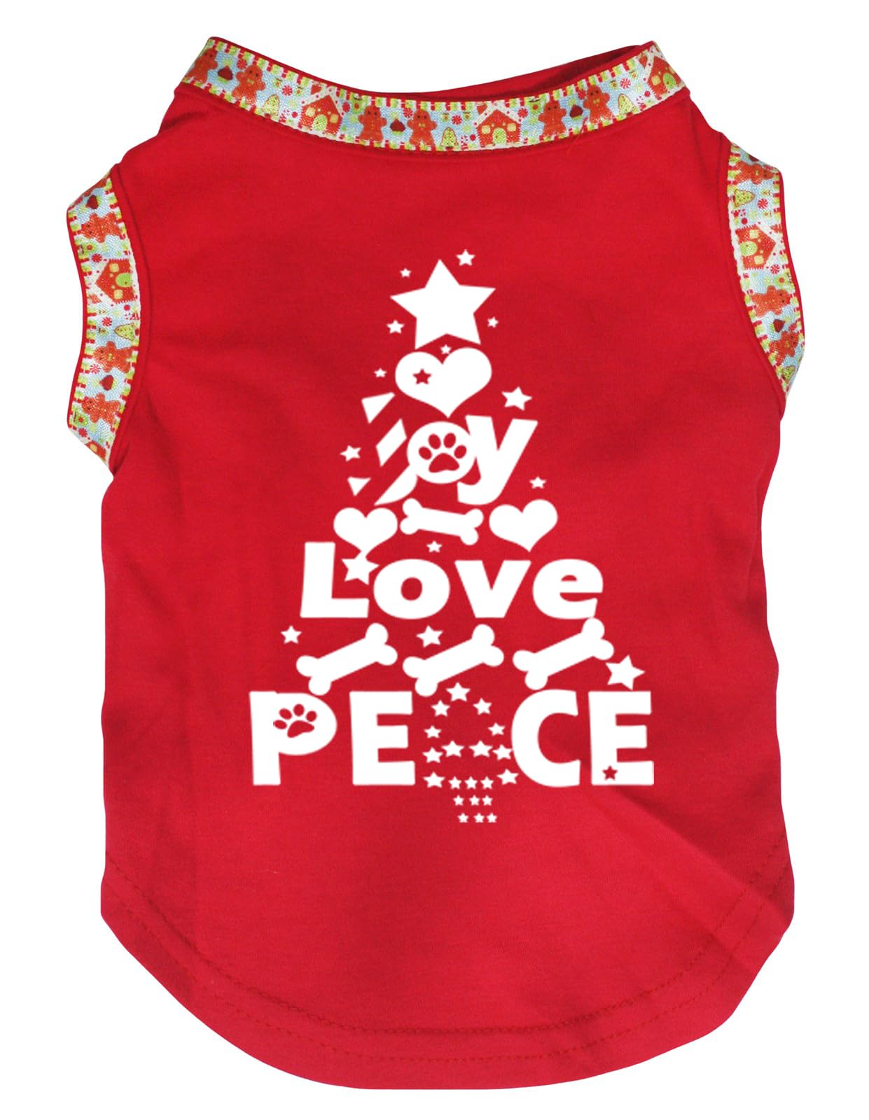 Chemise pour chien Joy Love Peace vêtement rouge taille S motif pain d'épice