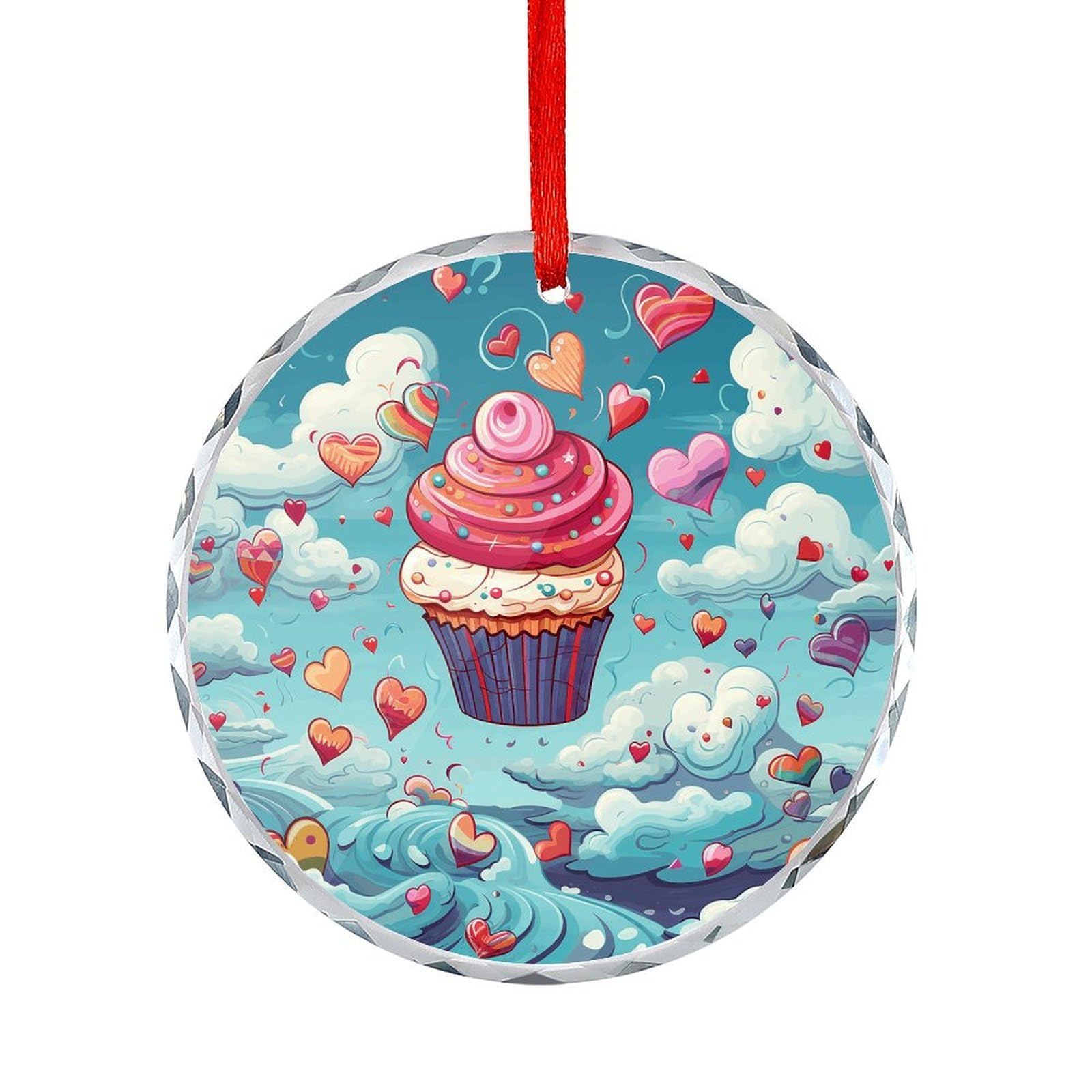 Btcowzrv Style Heart Shape And Clouds Round Ornament Hanging Pendant Decor