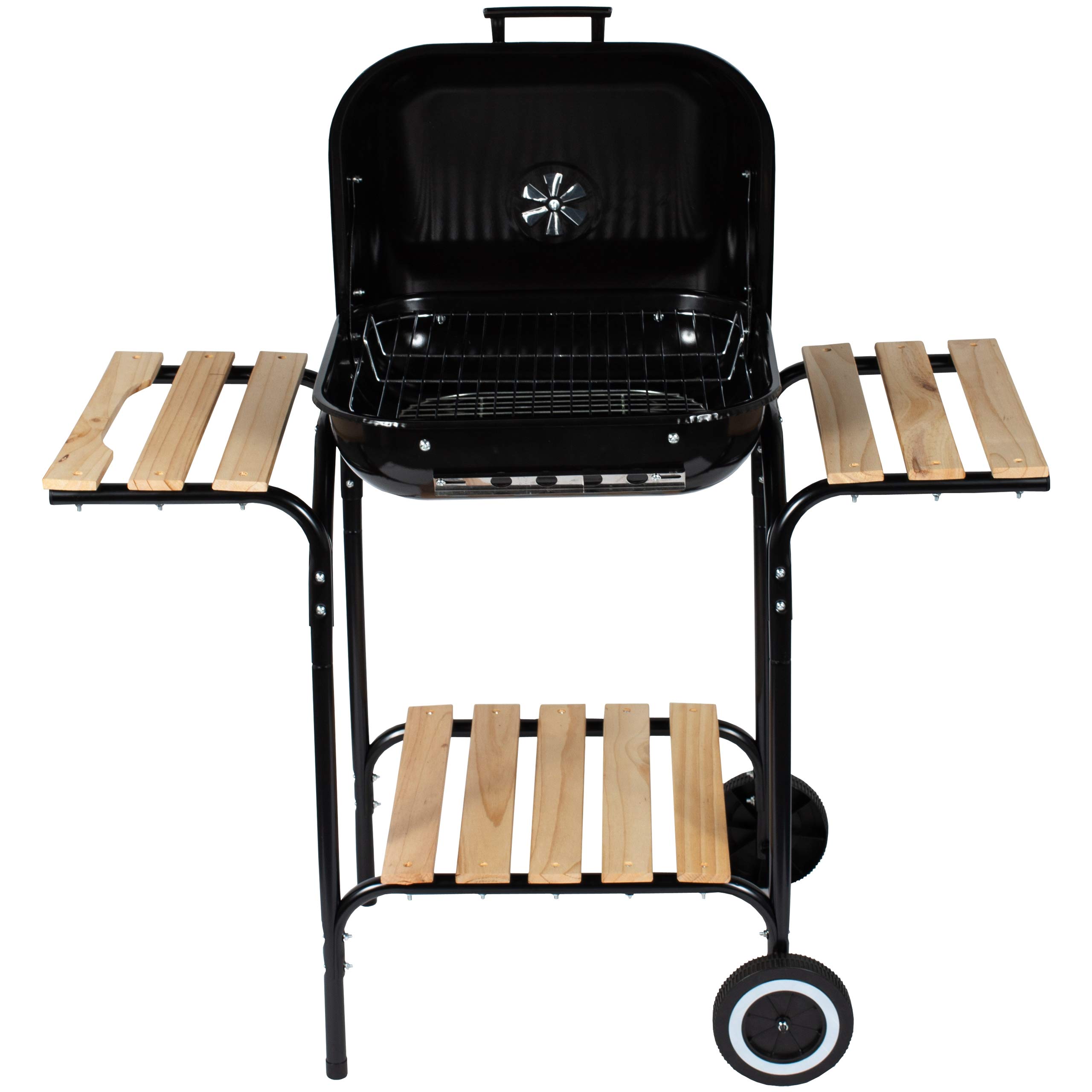 GrillMaster Kohlegrill EmaBend GM3000 + Gebläse, Gartenbau, Karbon, Mit Rollen, Holzböden