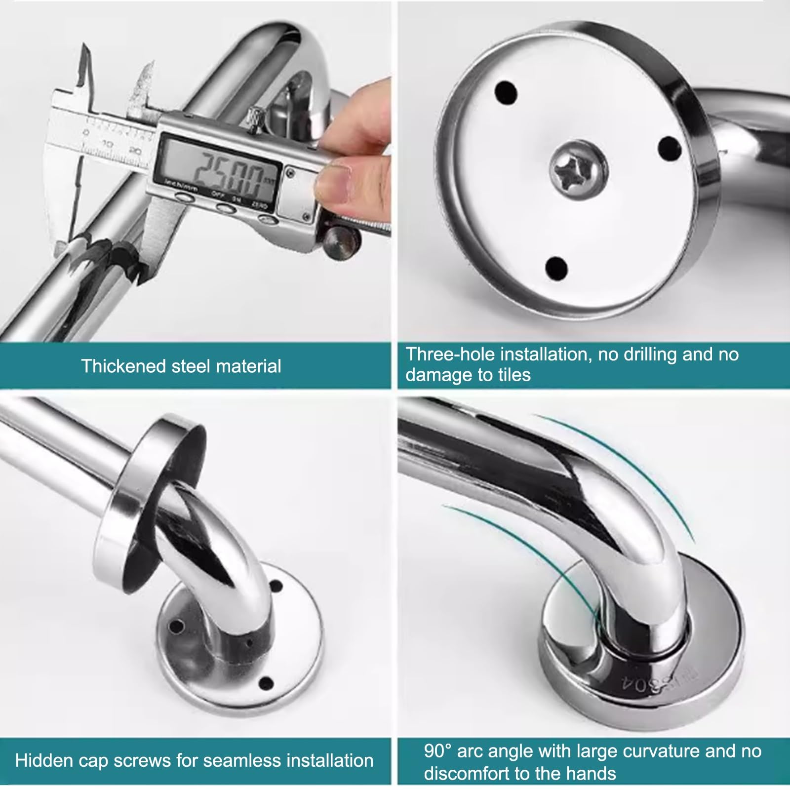 Maniglia per doccia, barra di supporto per bagno, corrimano di sicurezza antiscivolo per anziani e anziani, prevenzione degli infortuni, maniglie di aiuto per equilibrio, ideale per vasche da bagno e