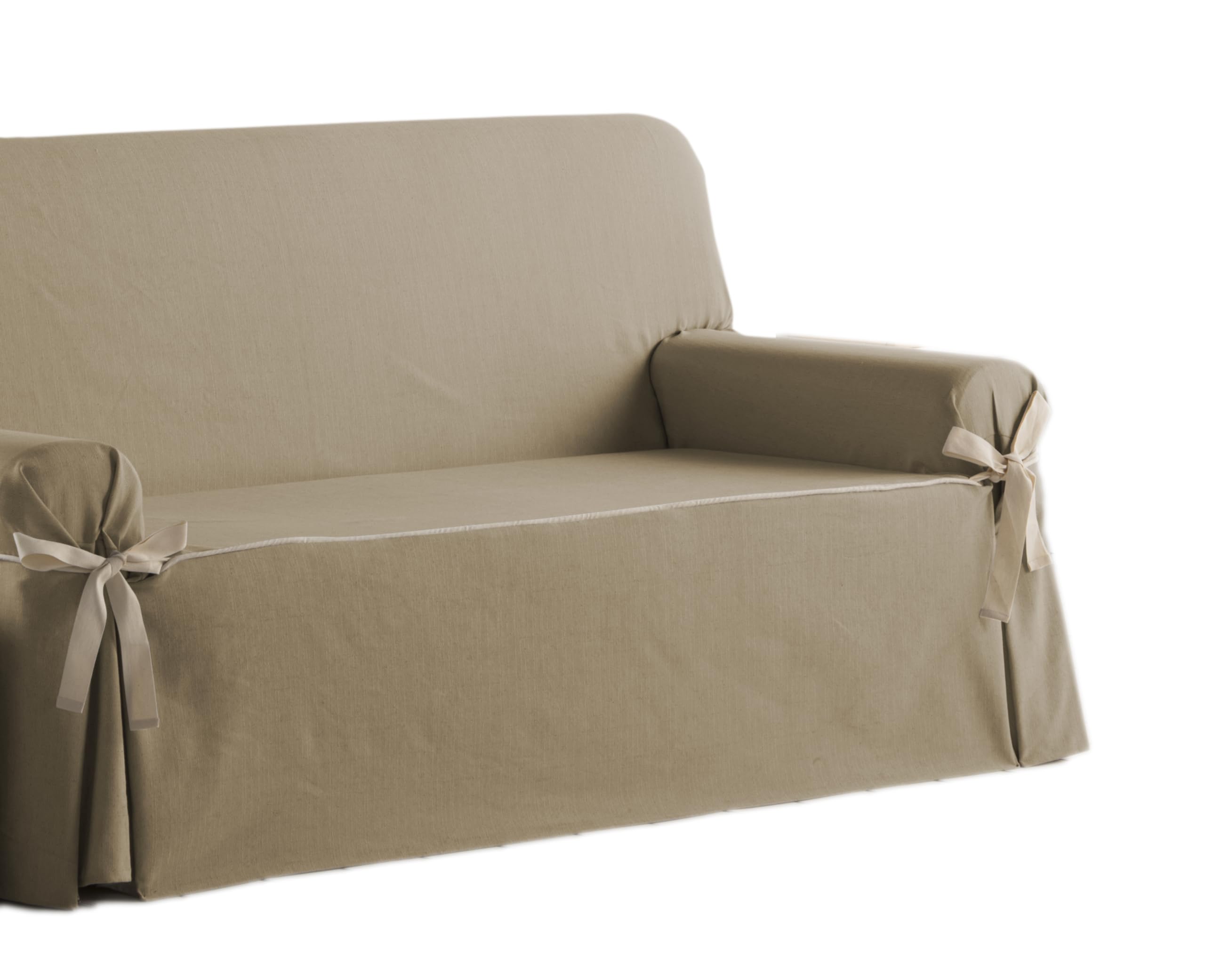 Estoralis Beret | Funda Sofá Lazos Diseño Moderno | Tejido Jaquard Color Champagne | para Sofa de 4 Plazas | Tamaño de Tela (de 210 a 240 cm.) Funda para Todo Tipo de Sofás