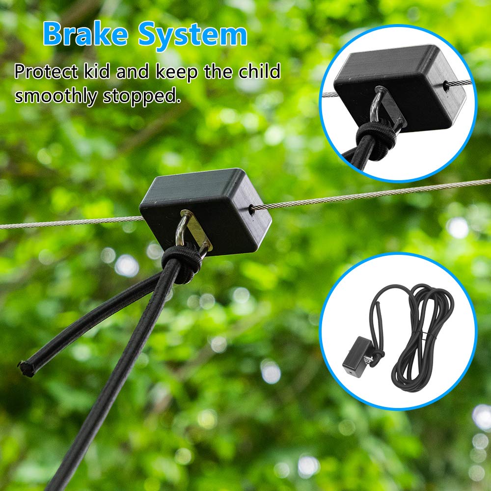 JOYMOR 118ft Zipline Kit, Backyard Zip Line with Detachable Trolley