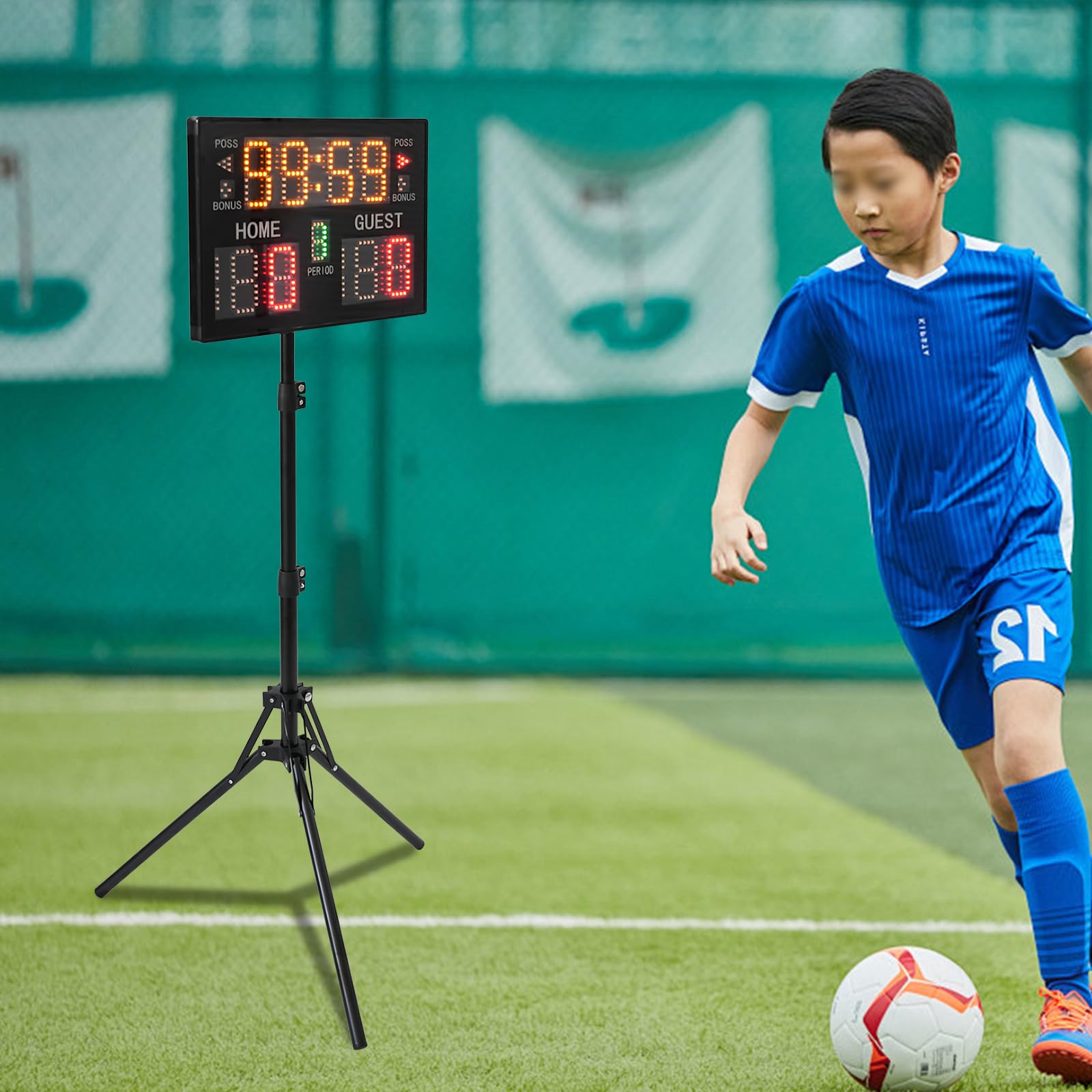 Anzeigetafel Elektronisch, Led Anzeigetafel Fussball mit Fernsteuerung und Stativ, mit Erinnerungston und Countdown-Funktion Scoreboard für Basketball, Volleyball Badminton Indoor Outdoor Sports