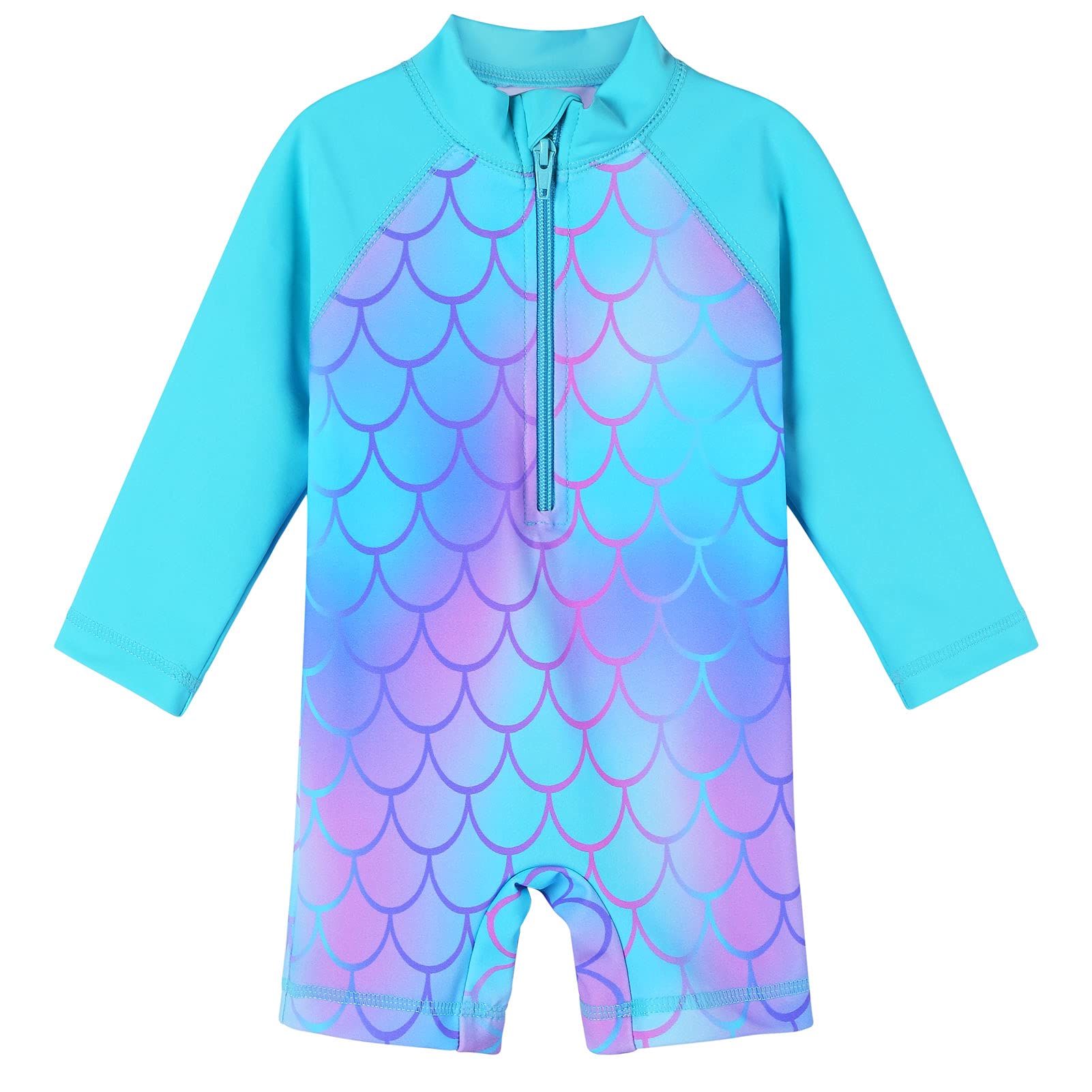 HUAANIUE Baby Girls Shortsleeve One Piece Zipper Swimsuit 6Month-3Year UPF 50+ Sun Protection Swimming Costume