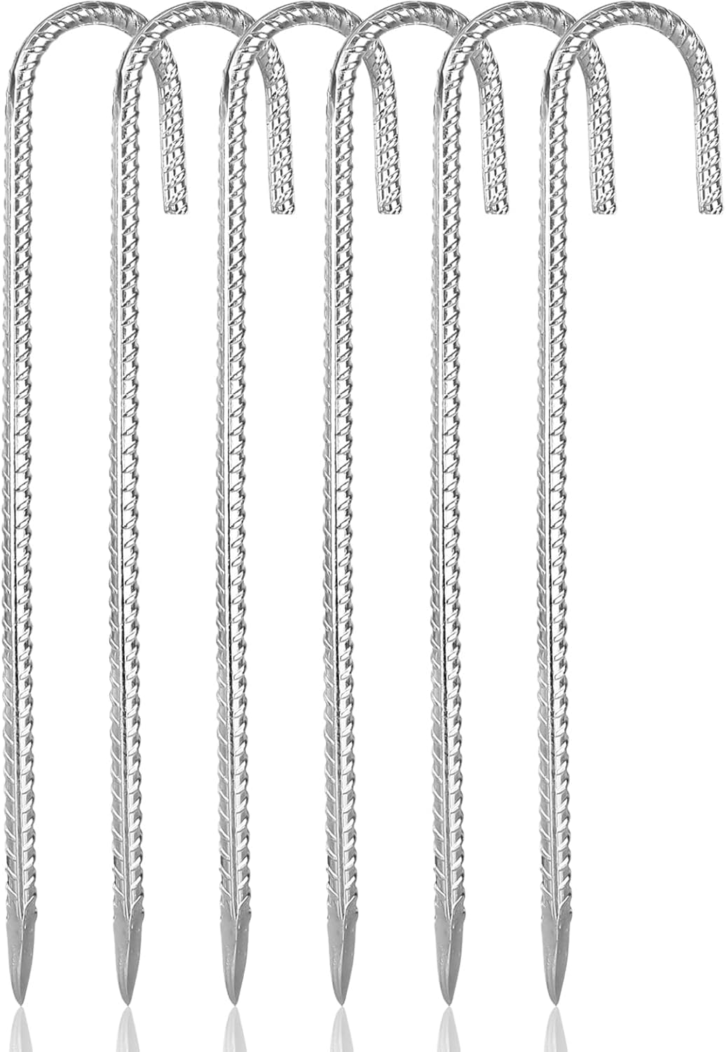 bssmmai Heavy Duty Trampoline Tents Anchor Ground Pegs, Pack of 6 12 Inch Heavy Duty Tent Pegs, Galvanised Rust-Proof Ground Spike,Solid Steel Ground Anchor for Trampolines Camp Garden Shed Swings