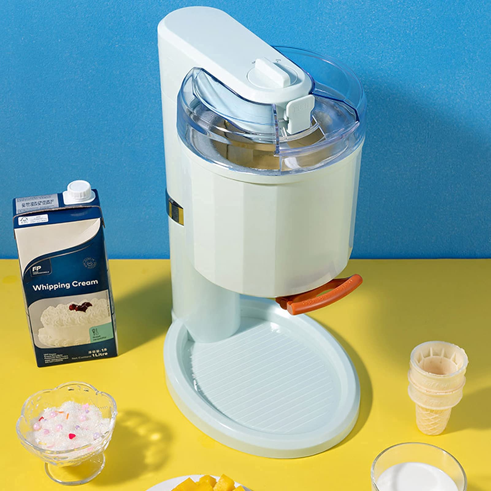 Macchina per il Gelato, Gelatiera, con Compressore Autorefrigerante Macchina per Gelato e Sorbetto in Acciaio inox Professionale Cestello per Gelato Estraibile