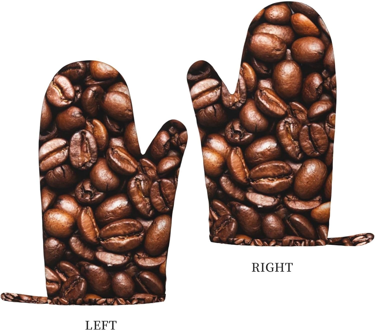 Funny Roasted Coffee Beans Oven Mitts and Pot Holders Set of 4 Heat Resistant Kitchen Gloves with Silicone Palm Hot Pads for Baking Cooking Grilling BBQ