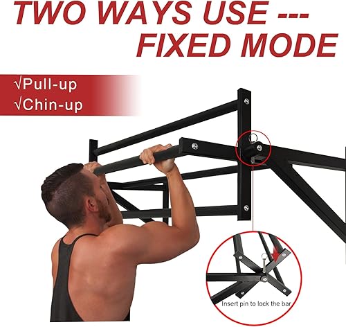 Miniatura 3 de BESTHLS Barra de dominadas montada en la pared y estación de inmersión, barra de dominadas resistente para montaje en pared, barra de dominadas