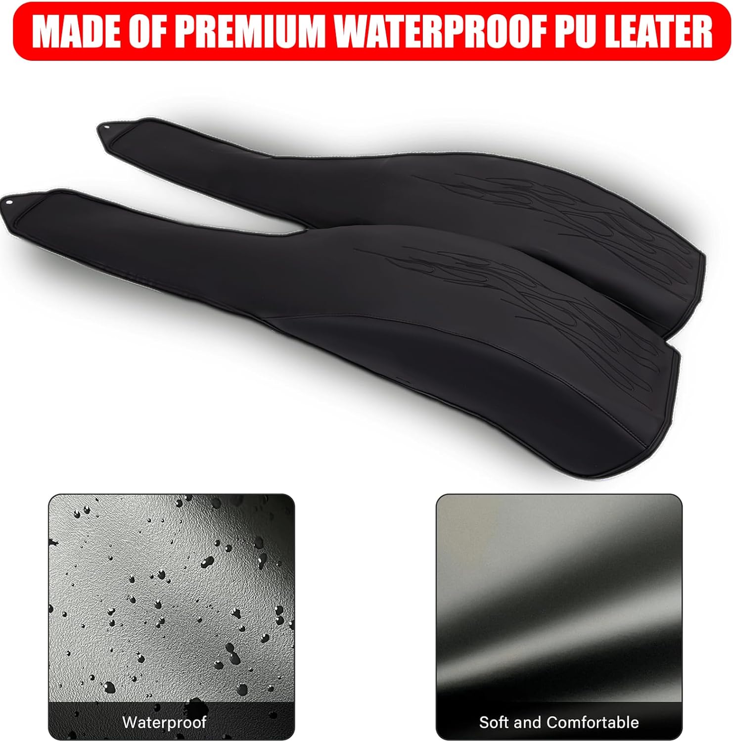 PU Leather Black Flame Rear Trike Fender Bra +1.5'' Rear Suspension Lift Leveling Bracket Kit for Harley Tri Glide 2009-2023 Models