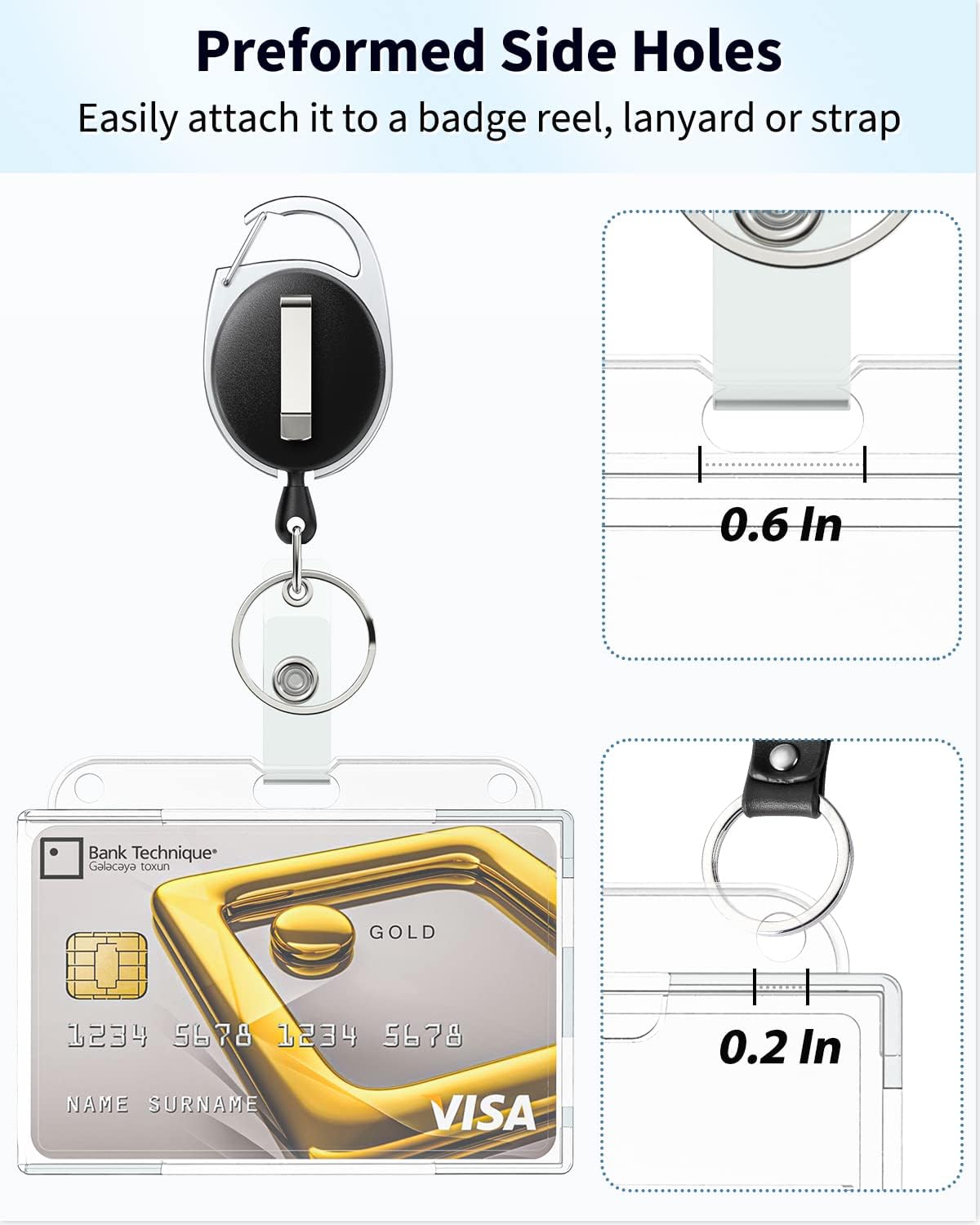 Pawfly Horizontal 2-Card Badge Holder with Thumb Slot Hard Transparent PC Case Protector for Office School IDs Credit Cards Driver’s Licenses and Passes, 5 Pack