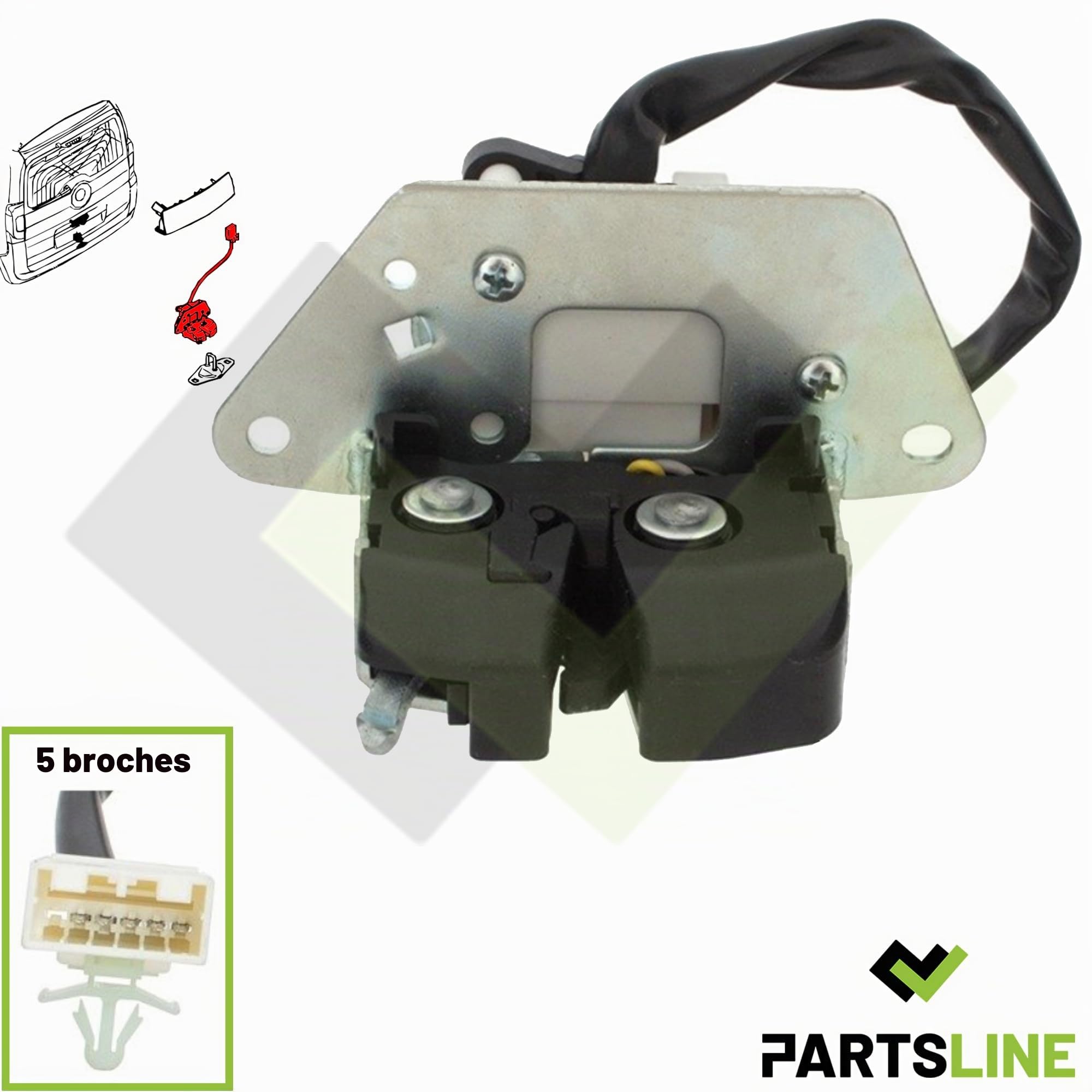 Partsline Mécanisme Serrure Électrique de Coffre Hayon Arrière compatible avec NEMO FIORINO QUBO BIPPER - 51949047 1358202080 8719.G3