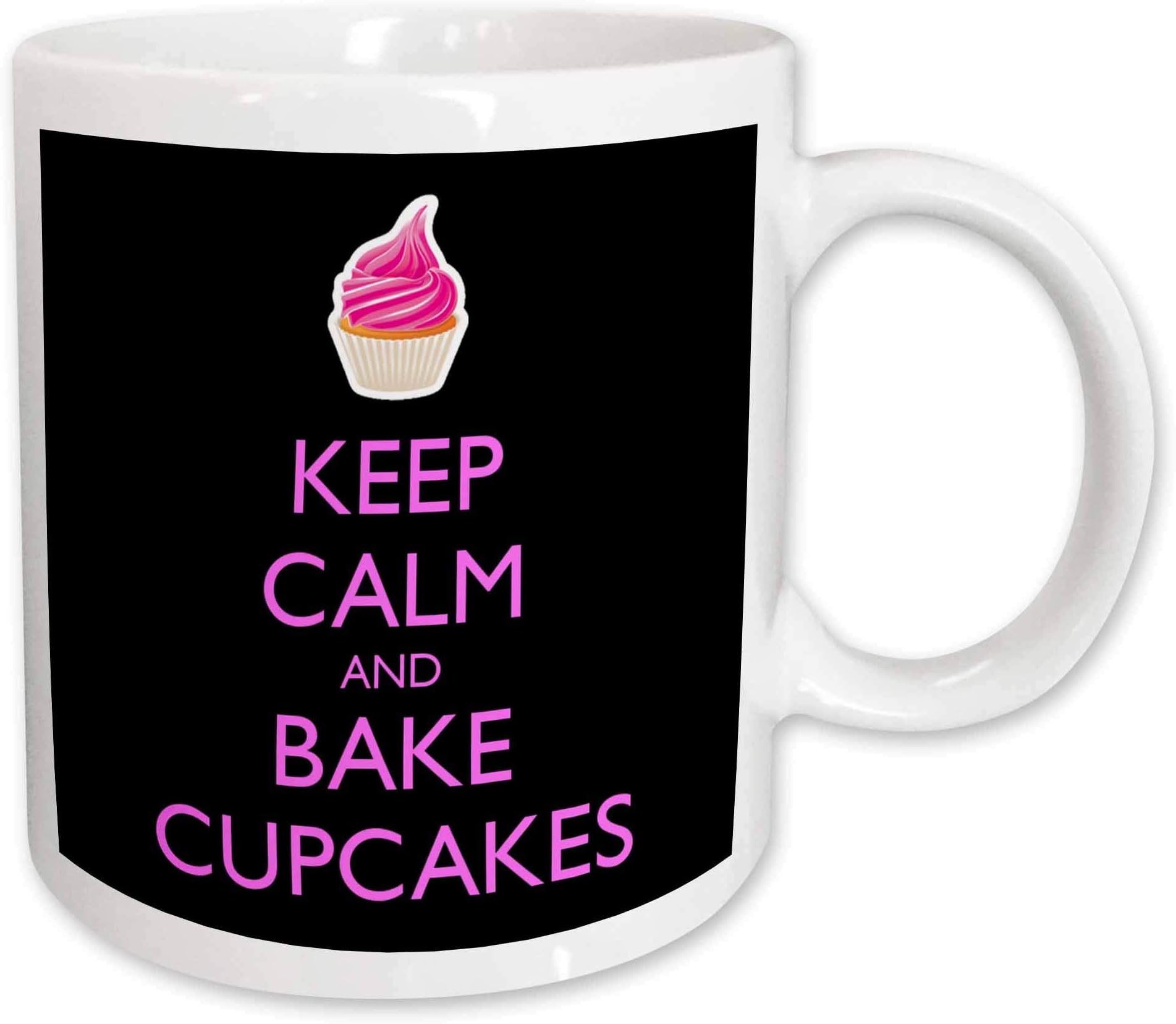 3dRose Mug_159620_1 Keep Calm And Bake Cupcakes Baking Baker Dessert Pastry Chef Ceramic Mug, 11-Ounce