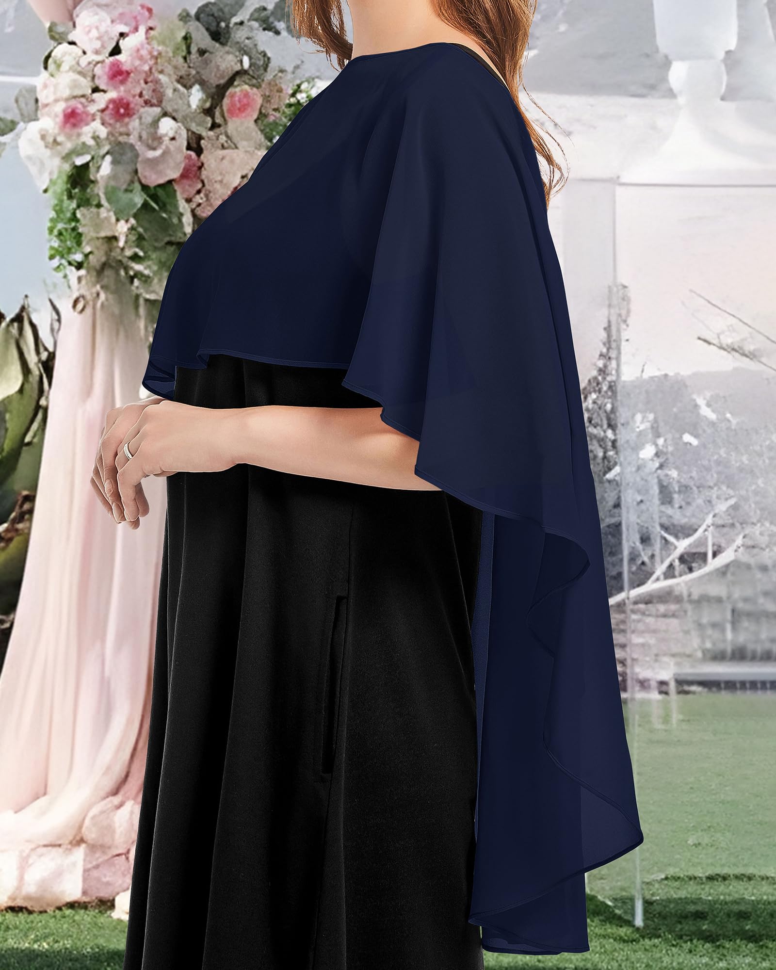 Cappelli da donna in chiffon per abiti da sposa eleganti banchetti, Blu mare, Taglia unica