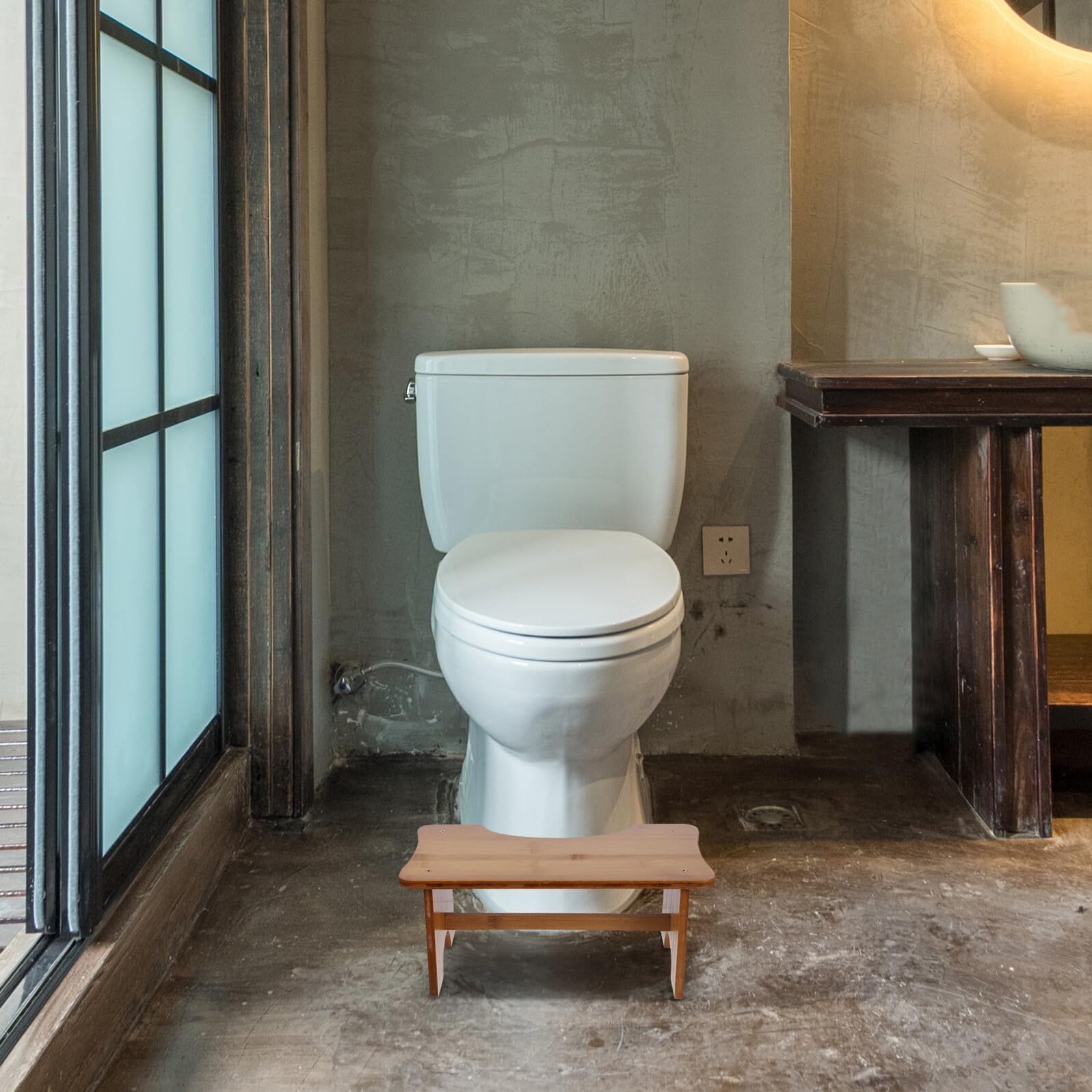 ORFOFE Taburete Ahorra Madera Niños para Baño de Rectangular Diseño Espacio Práctico Cómodo y Adecuado para Baño Infantil y Uso