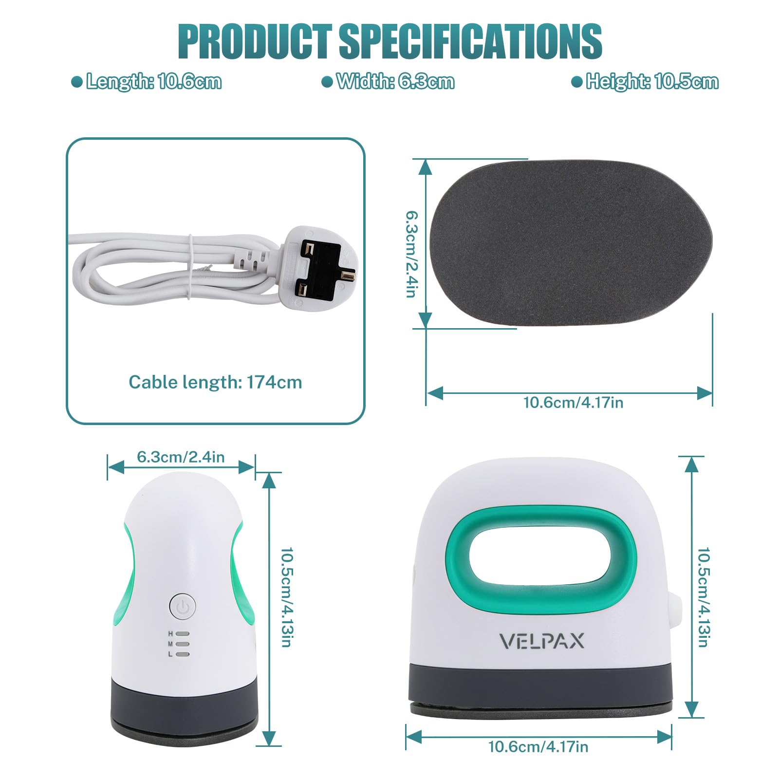 VELPAX Mini Pressa a Caldo, Termopressa Portatile 3 Livelli Temperatura, Stampante per Tessuti T-Shirt Cappelli Scarpe, Bianco Verde