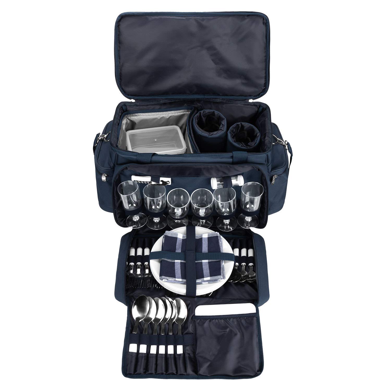 anndora XXL Picknicktasche 6 Personen Vollausstattung 57 Teile - Farbwahl